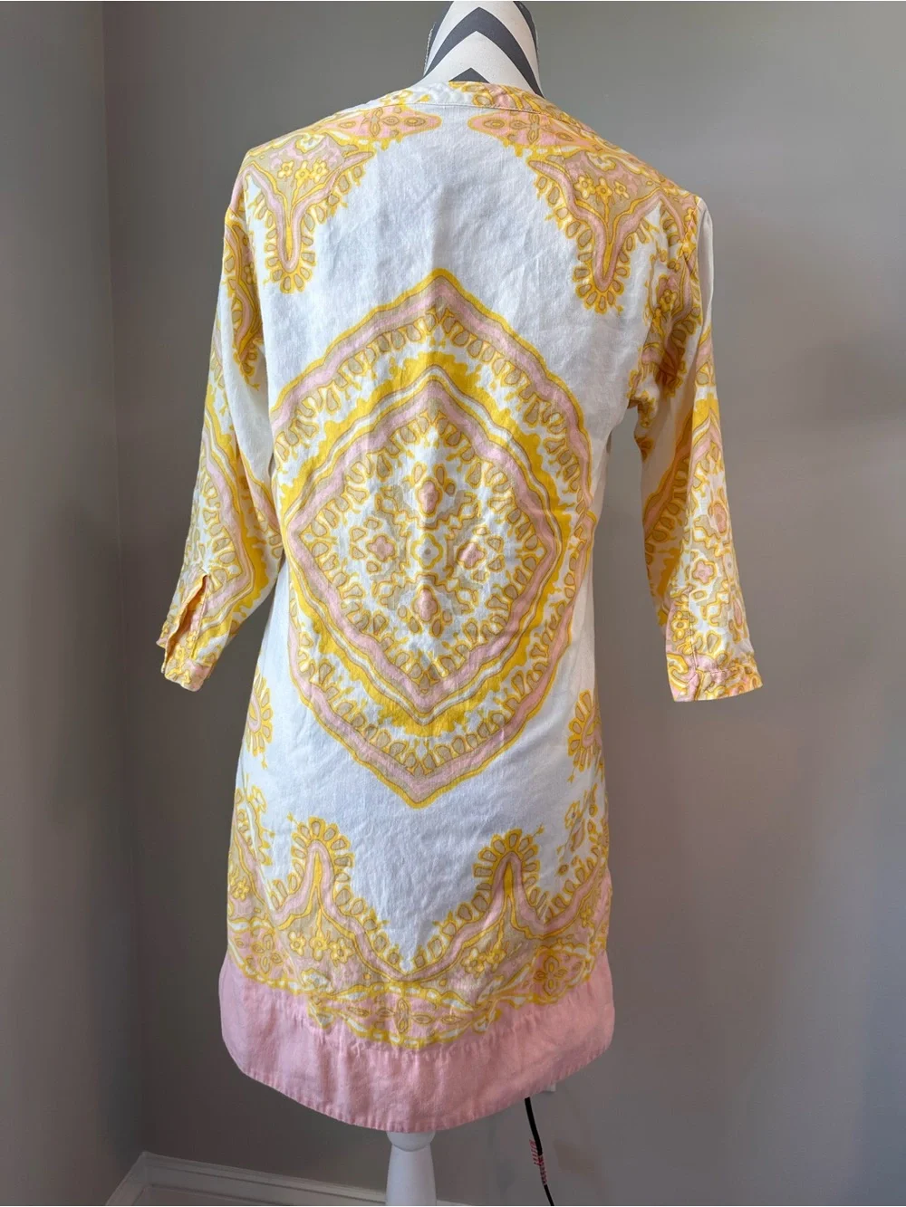J. Crew Linen Cotton Blend Medallion Paisley Tunic Shift Summer Dress Size 6 GUC